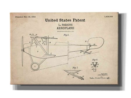 Aeroplane Blueprint Patent Parchment,  Canvas Wall Art Fashion