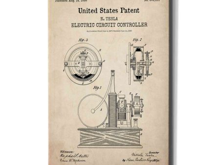 Circuit Controller Blueprint Patent Parchment,  Canvas Wall Art Online