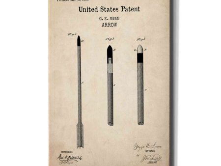 Arrow Blueprint Patent Parchment,  Canvas Wall Art Fashion