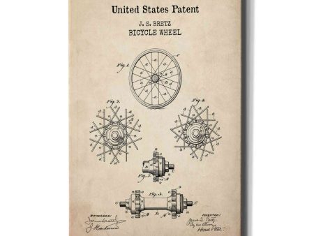 Bicycle Wheel Blueprint Patent Parchment,  Canvas Wall Art Fashion