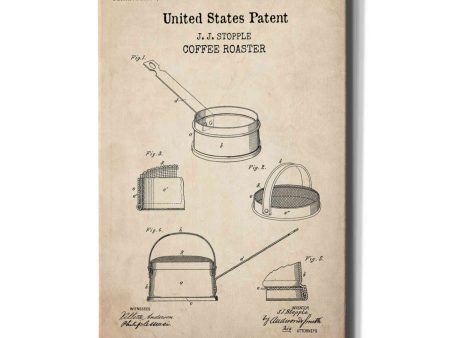 Coffee Roaster Blueprint Patent Parchment,  Canvas Wall Art Fashion