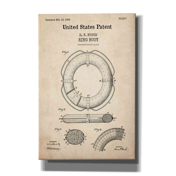 Ring Blueprint Patent Parchment,  Canvas Wall Art Supply