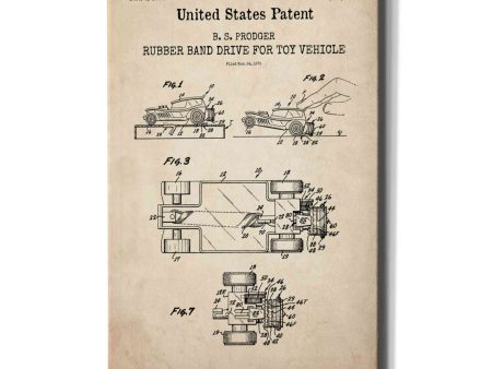 Rubber band Blueprint Patent Parchment,  Canvas Wall Art Cheap