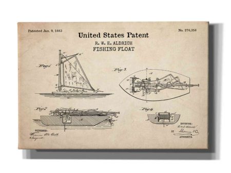 Fishing Boat Blueprint Patent Parchment,  Canvas Wall Art Online Hot Sale