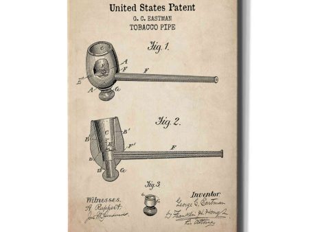 Tobacco Pipe Blueprint Patent Parchment,  Canvas Wall Art Online