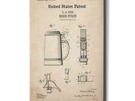 Beer Stein Blueprint Patent Parchment,  Canvas Wall Art Discount