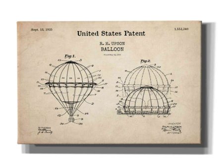 Balloon Blueprint Patent Parchment,  Canvas Wall Art For Sale