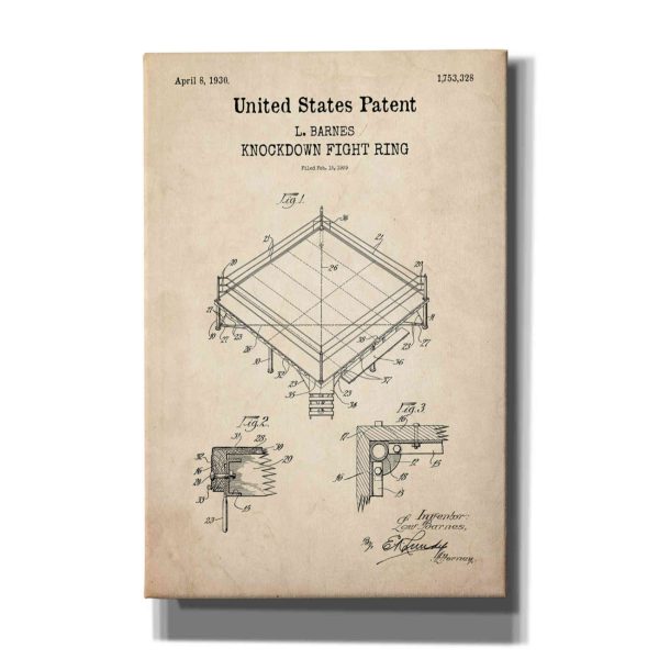 Ring Buoy Blueprint Patent Parchment,  Canvas Wall Art Discount