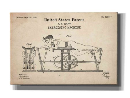 Exercising Machine Blueprint Patent Parchment,  Canvas Wall Art Discount