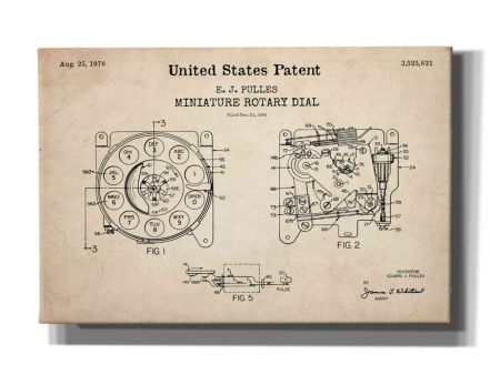 Rotary Dial Blueprint Patent Parchment,  Canvas Wall Art Online Hot Sale