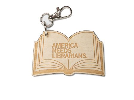 America Needs Librarians Open Book Wood Keychain Cheap