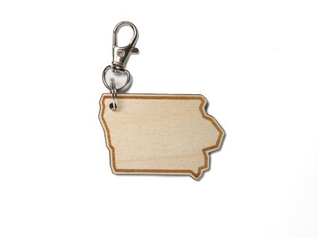 Iowa Outline Wood Keychain Online