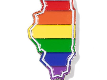 Rainbow Illinois Outline Enamel Pin Online now