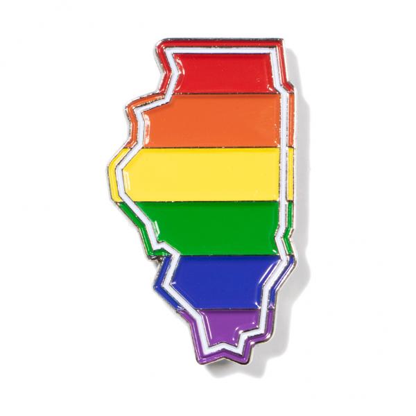 Rainbow Illinois Outline Enamel Pin Online now